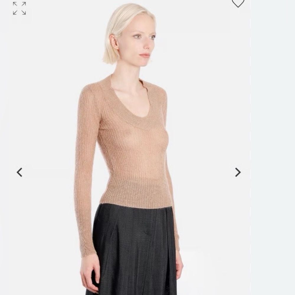 Jacquemus La Maille Dao Ribbed-Knit Sweater Sz 36 Made in Italy Beige/taupe EUC